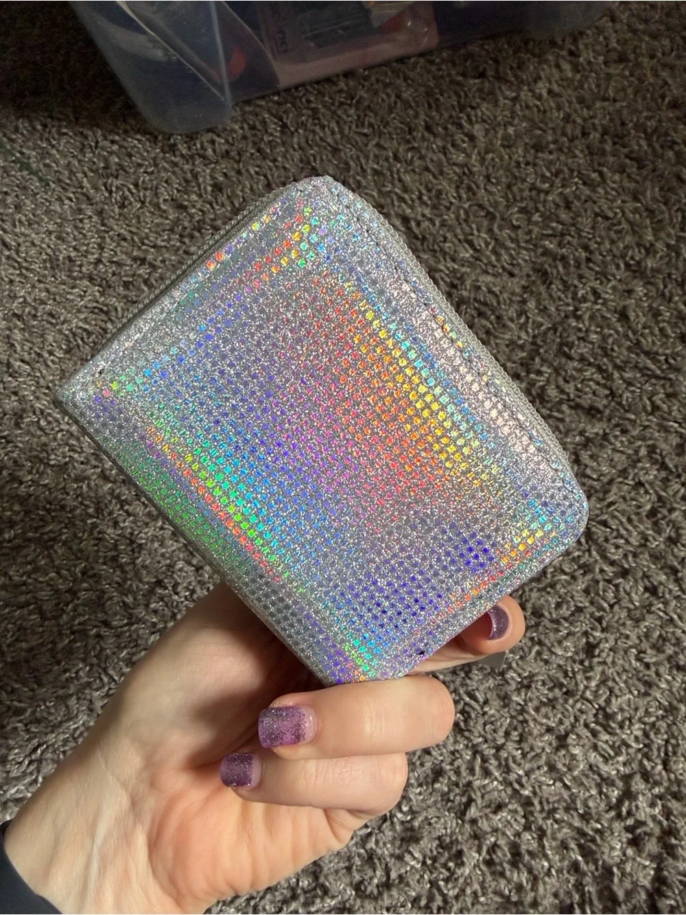 Holographic Silver Snap Trifold Wallet
